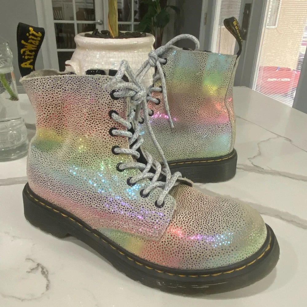 Dr Martens 1460 Pascal Youth Rainbow Iridescent Boots size 2